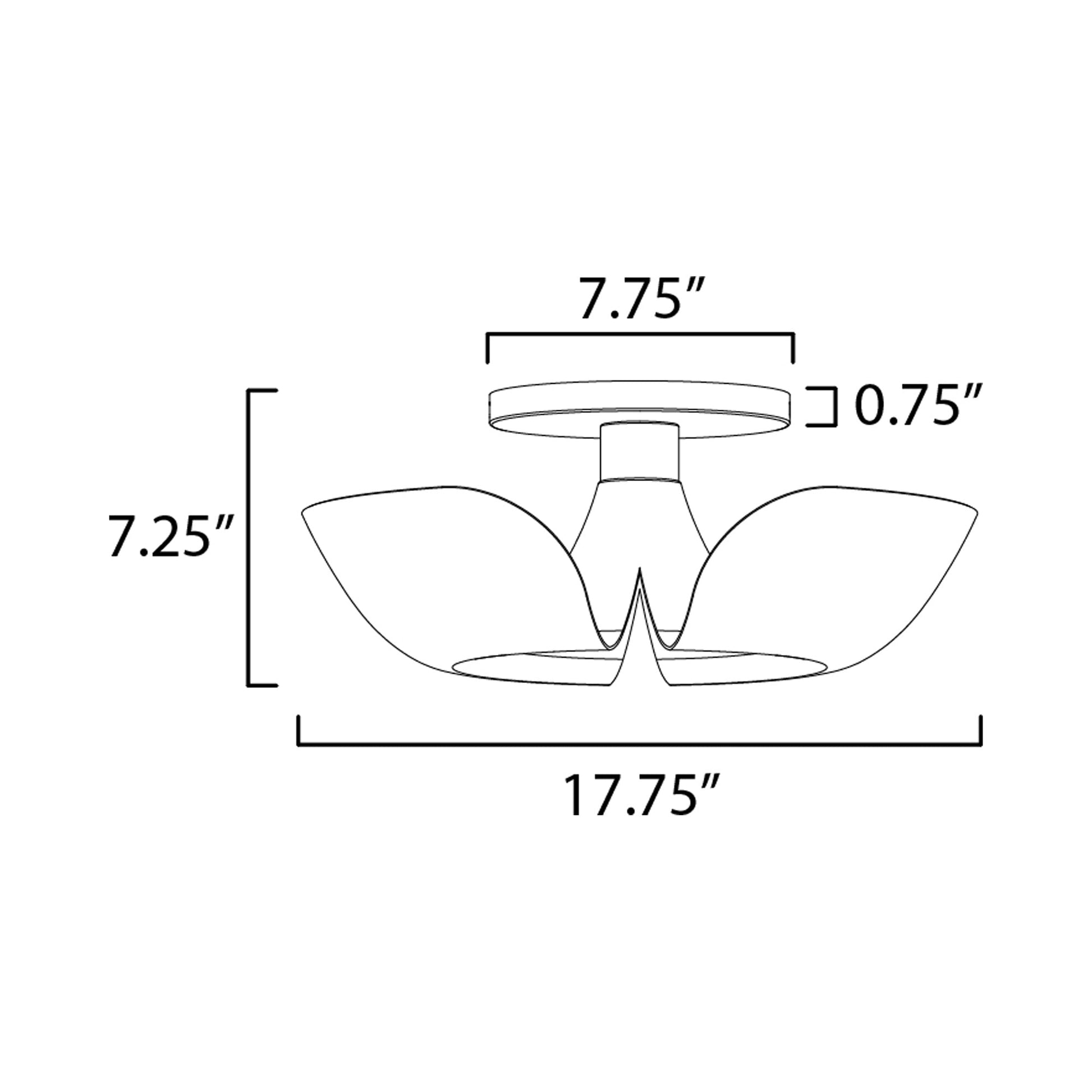 Poppy Flush Mount Ceiling Light - line drawing.