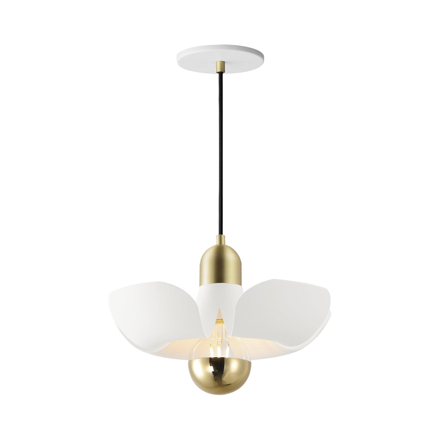 Poppy Pendant Light in White/Satin Brass (11.75-Inch/Rated Life).