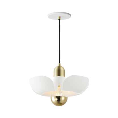 Poppy Pendant Light in White/Satin Brass (11.75-Inch/Rated Life).