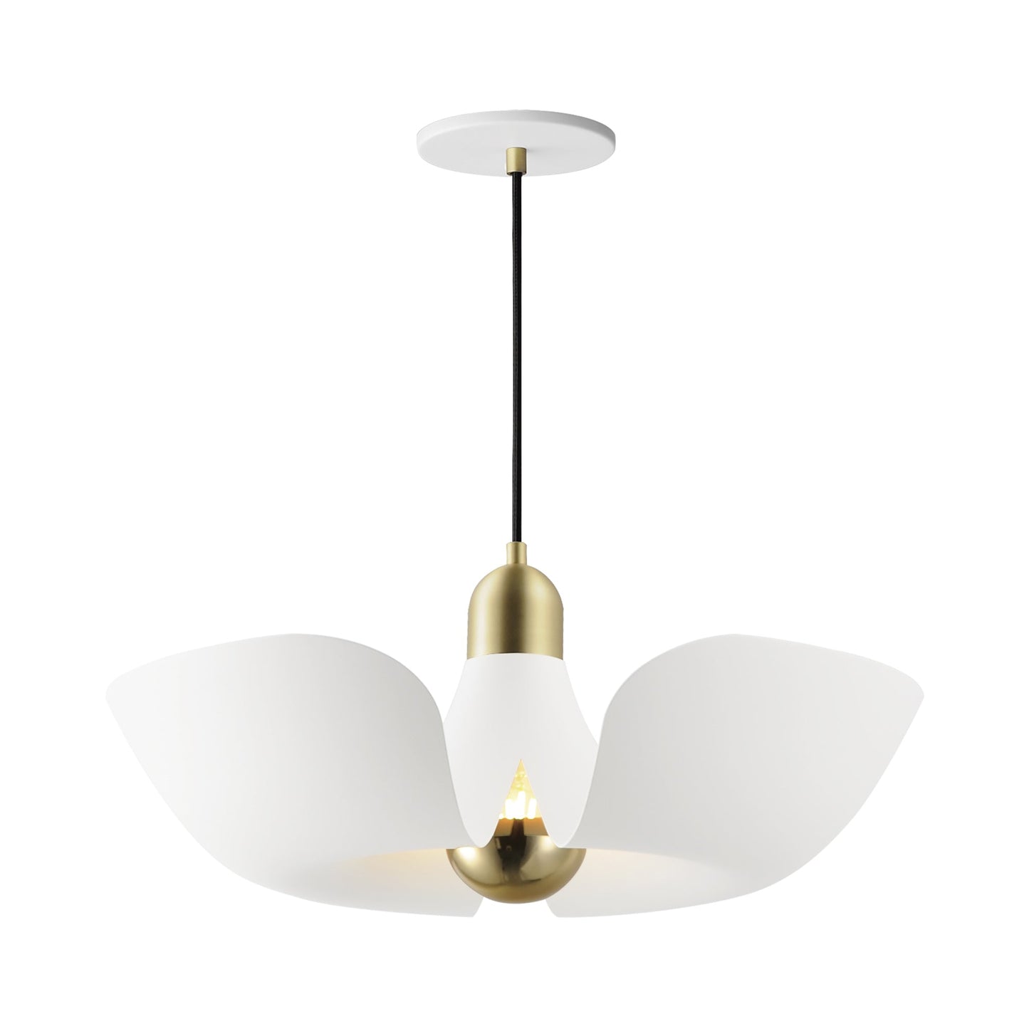 Poppy Pendant Light in White/Satin Brass (17.75-Inch/No Rated Life).