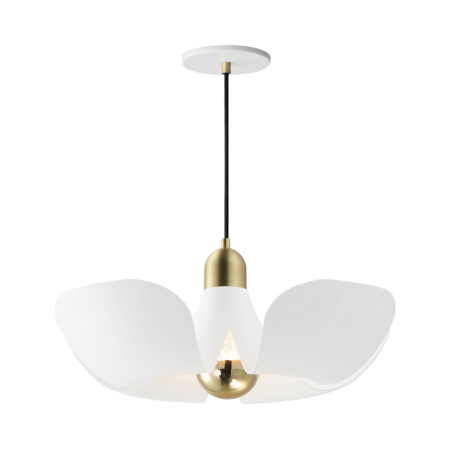 Poppy Pendant Light in White/Satin Brass (17.75-Inch/Rated Life).