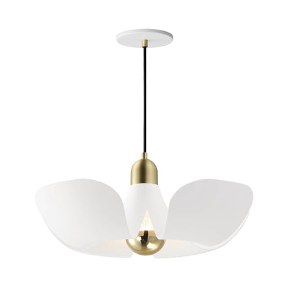 Poppy Pendant Light in White/Satin Brass (17.75-Inch/Rated Life).
