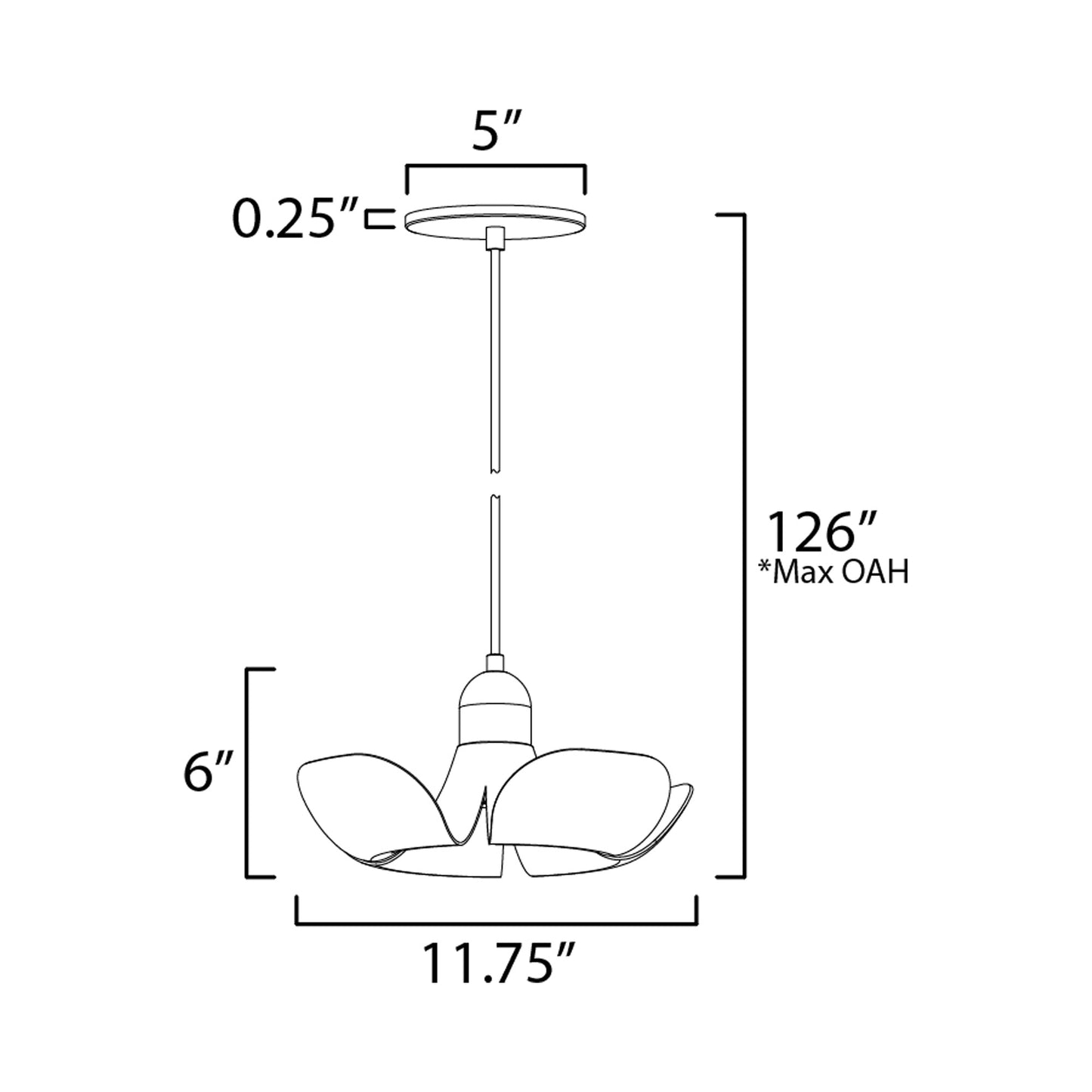Poppy Pendant Light - line drawing.