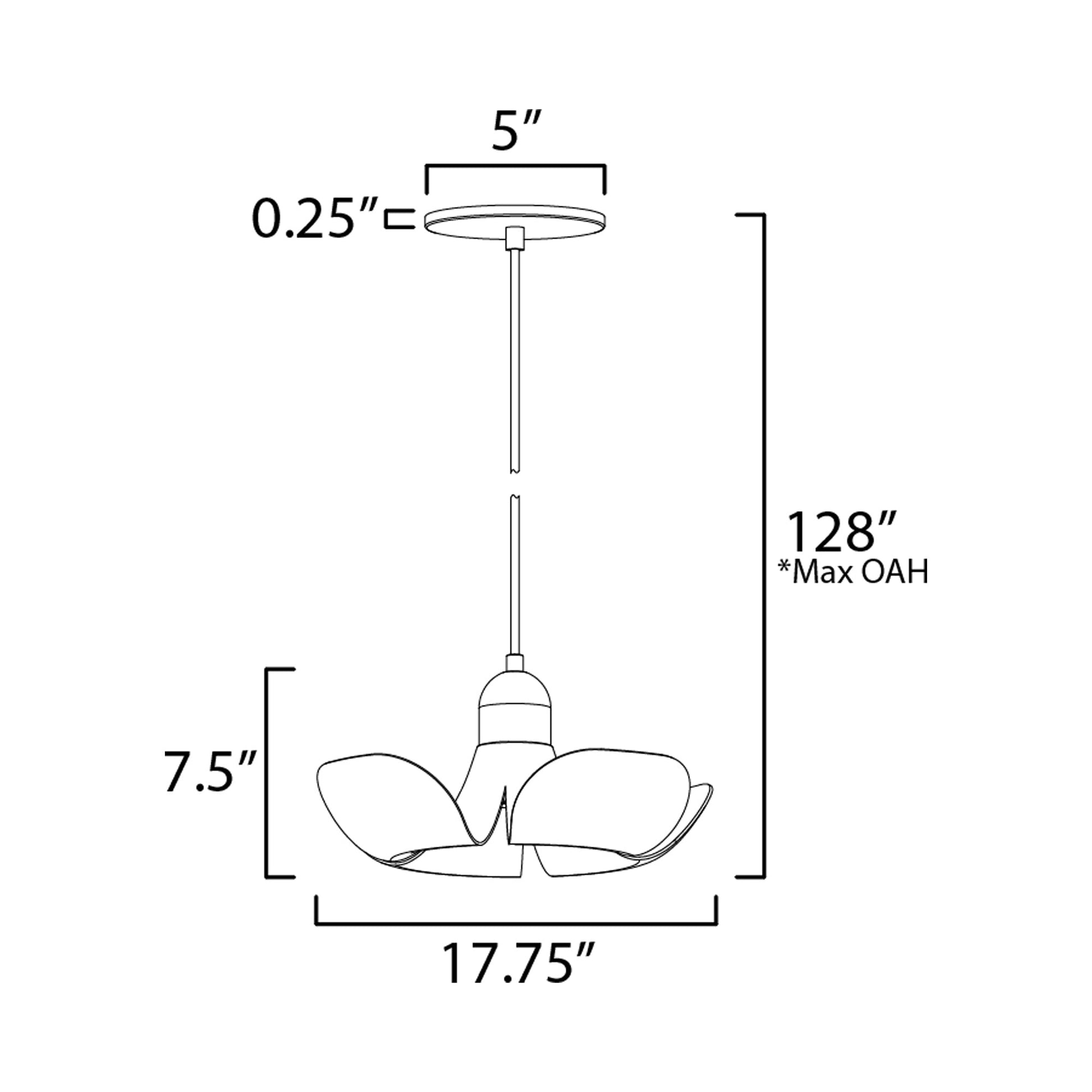 Poppy Pendant Light - line drawing.