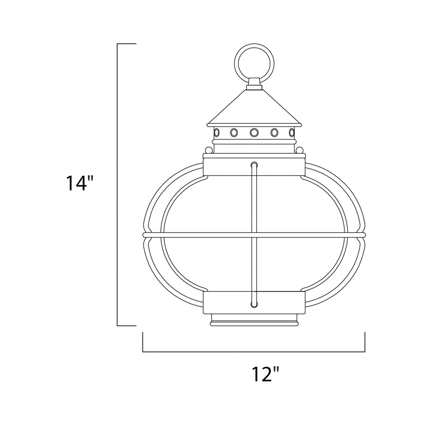 Portsmouth Outdoor Pendant Light - line drawing.