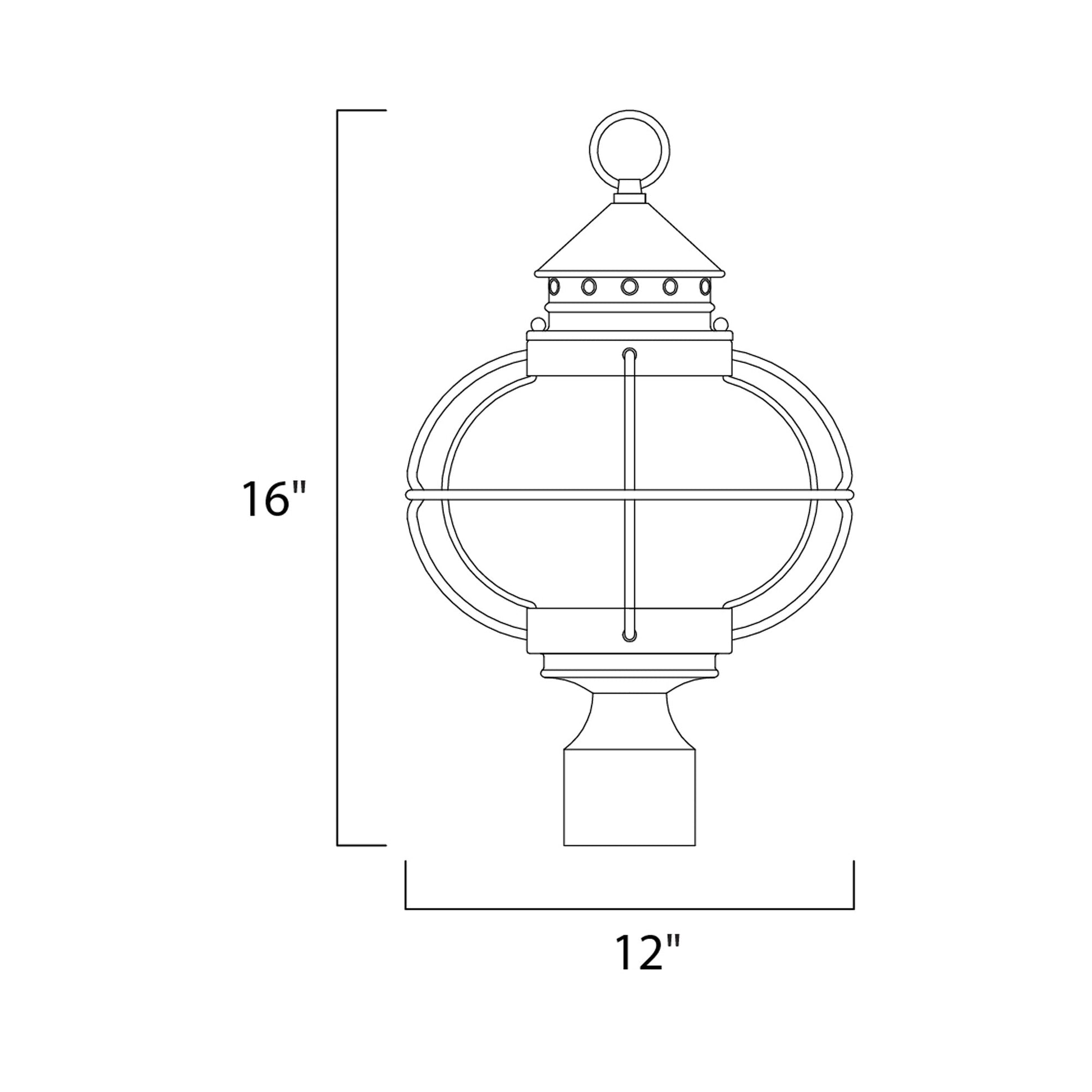 Portsmouth Outdoor Post Light - line drawing.