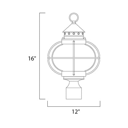 Portsmouth Outdoor Post Light - line drawing.