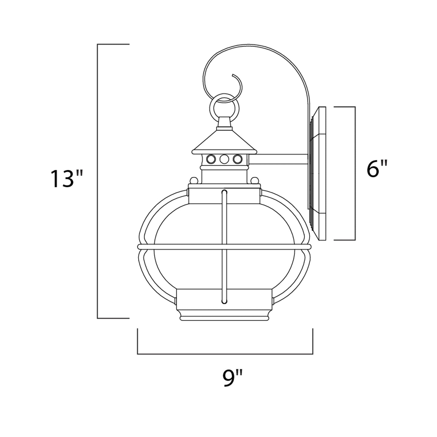 Portsmouth Outdoor Wall Light - line drawing.
