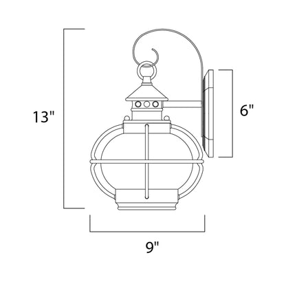Portsmouth Outdoor Wall Light - line drawing.