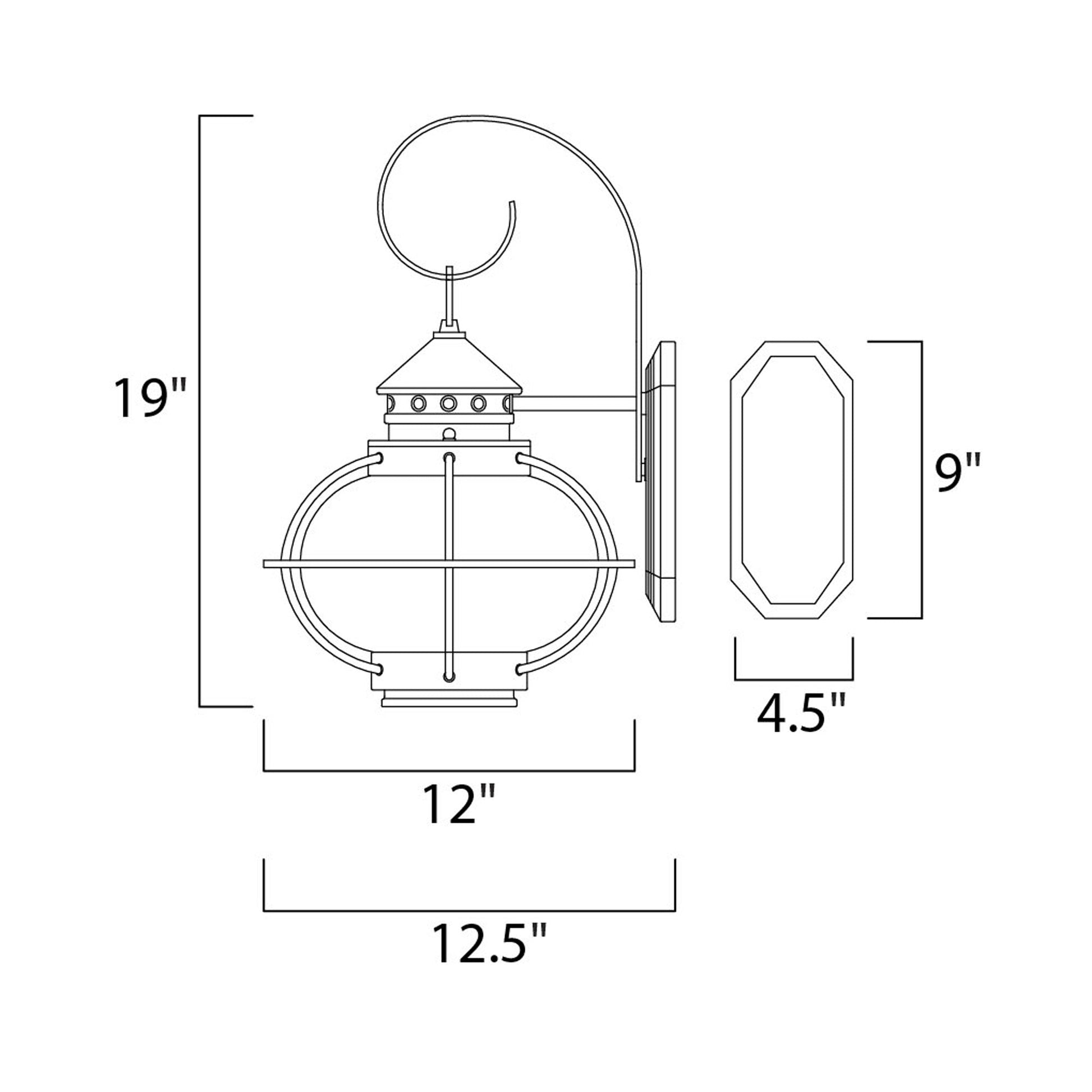 Portsmouth Outdoor Wall Light - line drawing.