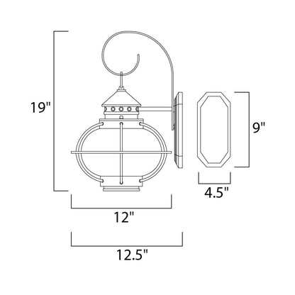 Portsmouth Outdoor Wall Light - line drawing.