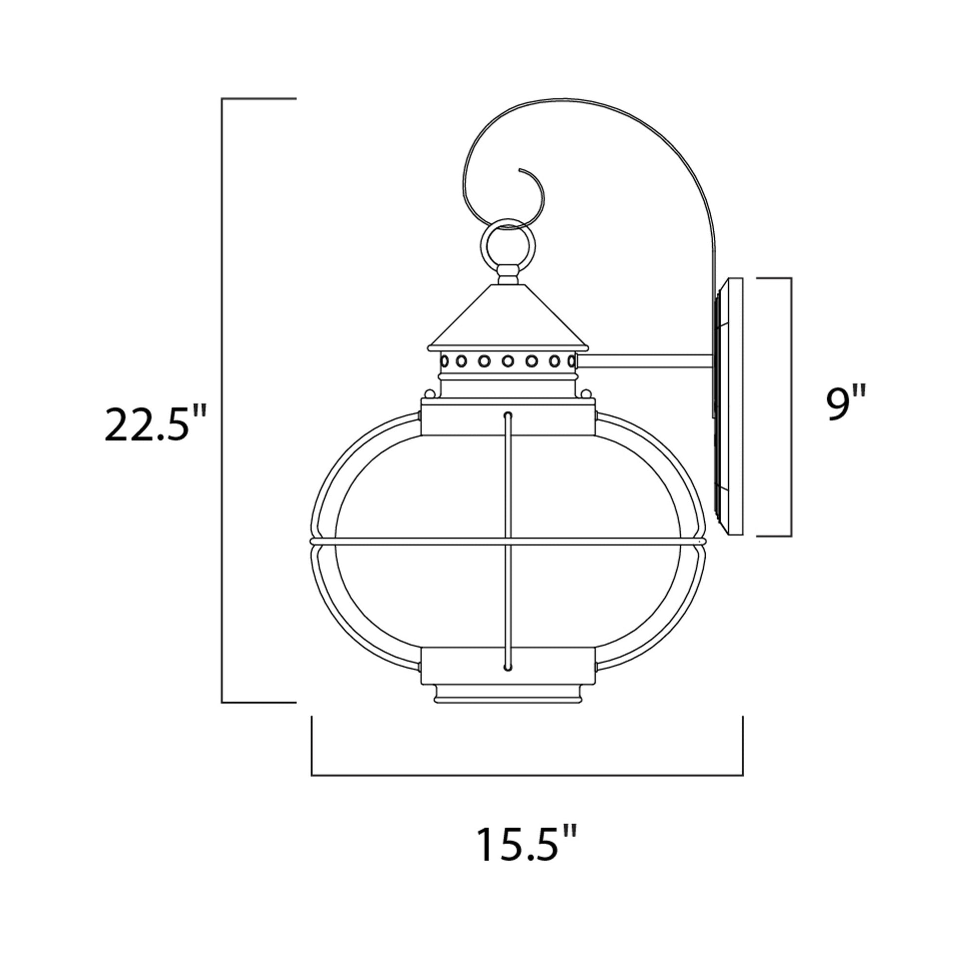 Portsmouth Outdoor Wall Light - line drawing.