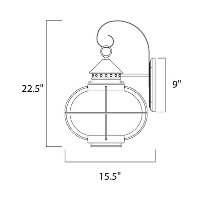 Portsmouth Outdoor Wall Light - line drawing.