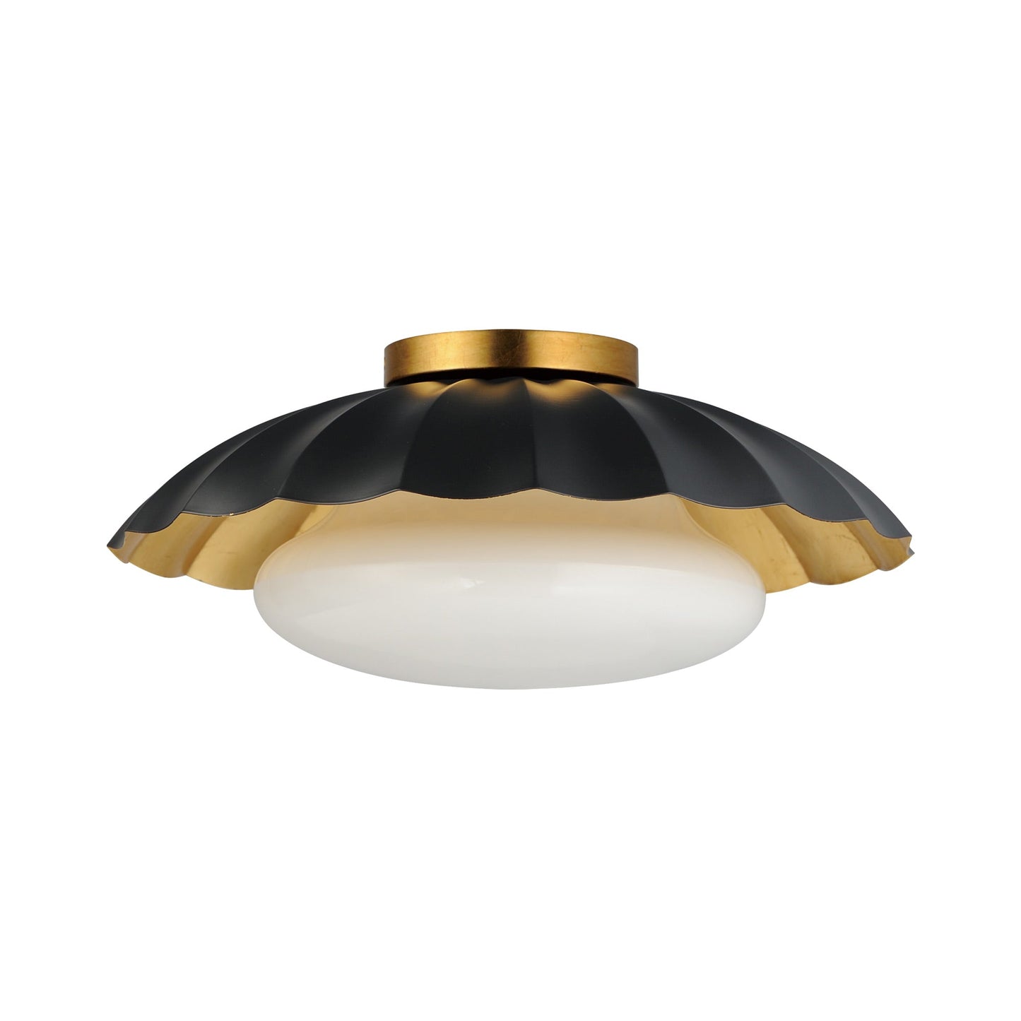 Primrose Flush Mount Ceiling Light in Black/Gold Leaf.