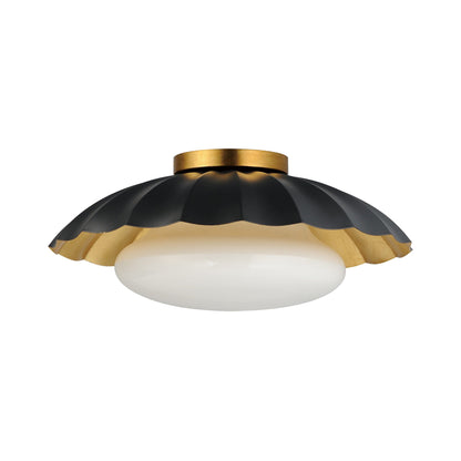 Primrose Flush Mount Ceiling Light in Black/Gold Leaf.
