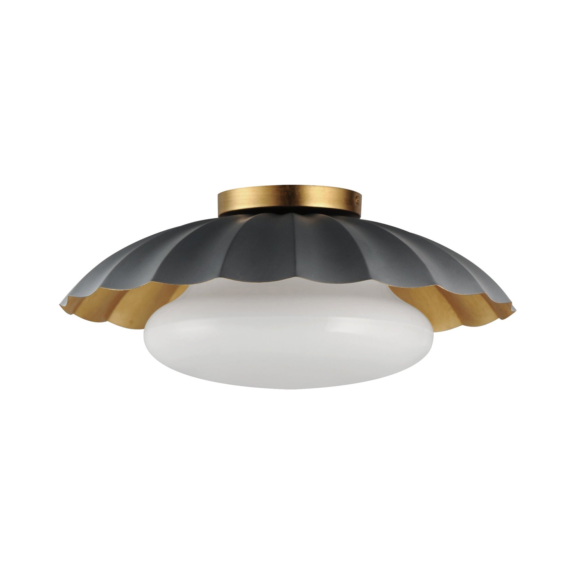 Primrose Flush Mount Ceiling Light in Dark Grey/Gold Leaf.