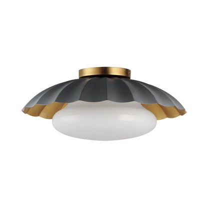 Primrose Flush Mount Ceiling Light in Dark Grey/Gold Leaf.