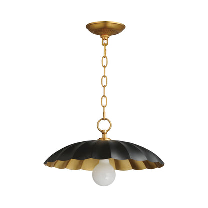 Primrose Pendant Light in Black/Gold Leaf.