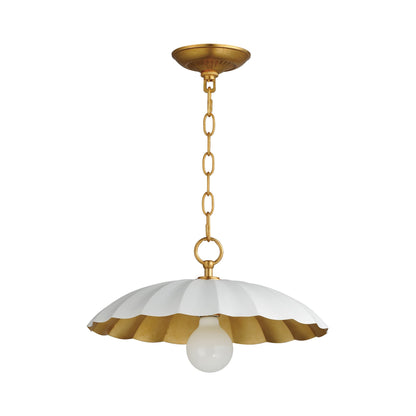 Primrose Pendant Light in Matte White/Gold Leaf.