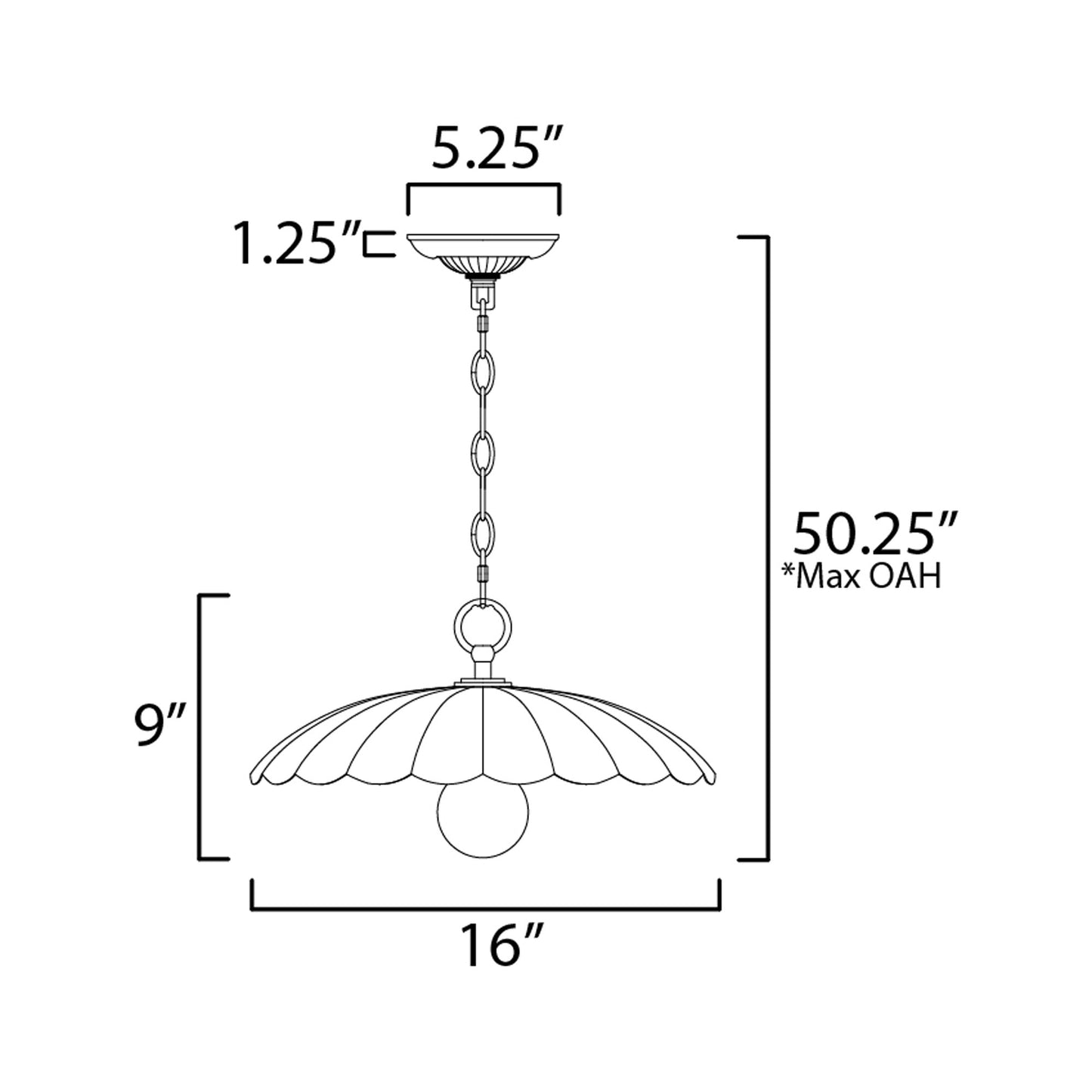 Primrose Pendant Light - line drawing.