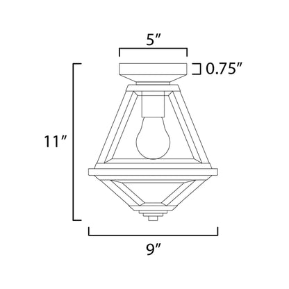 Prism Outdoor Flush Mount Ceiling Light - line drawing.