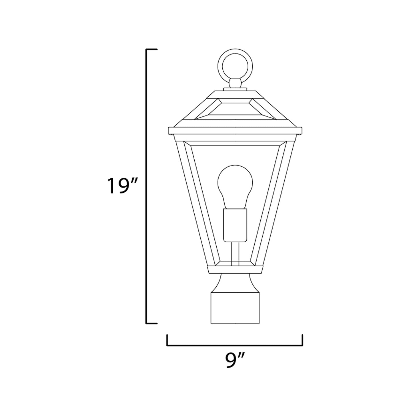 Prism Outdoor Post Light - line drawing.