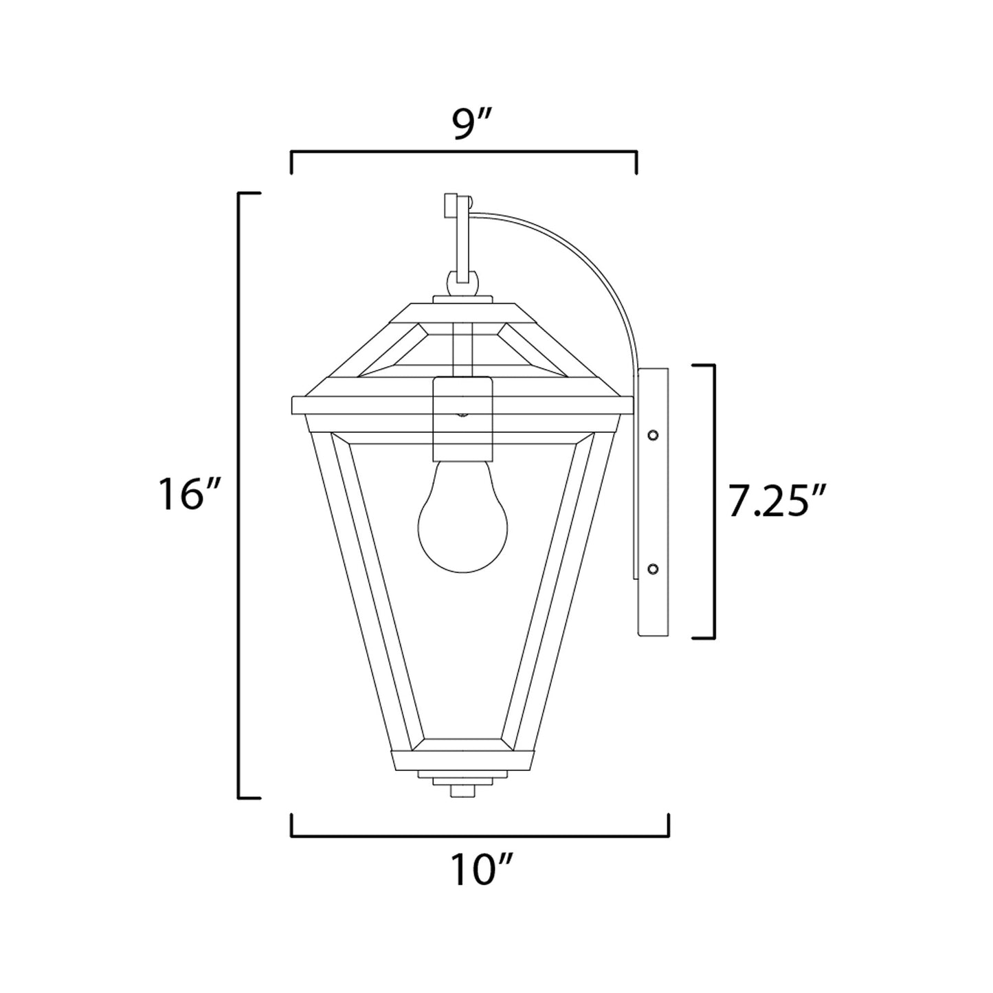 Prism Outdoor Wall Light - line drawing.