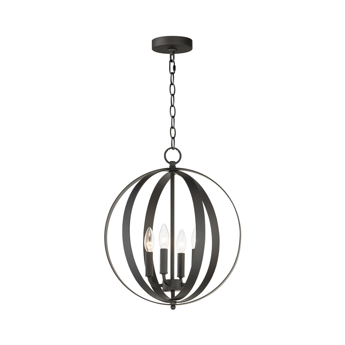 Provident Globe Chandelier in Black (4-Light).