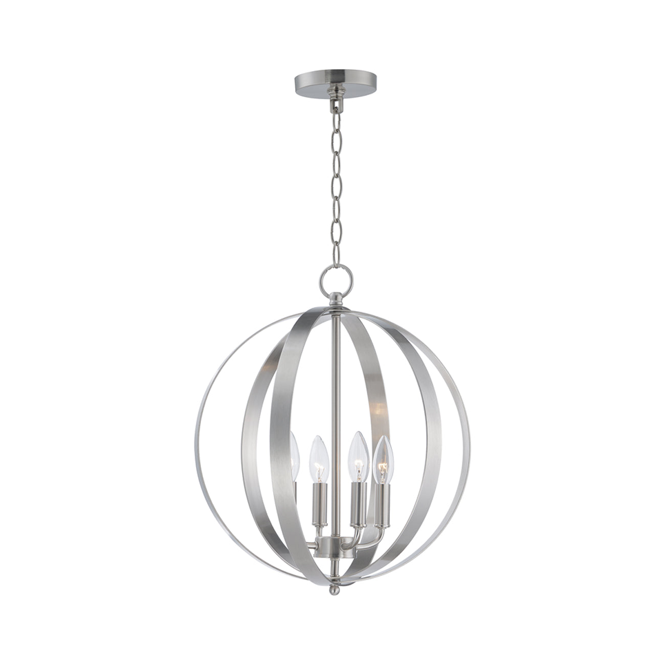 Provident Globe Chandelier in Satin Nickel (4-Light).