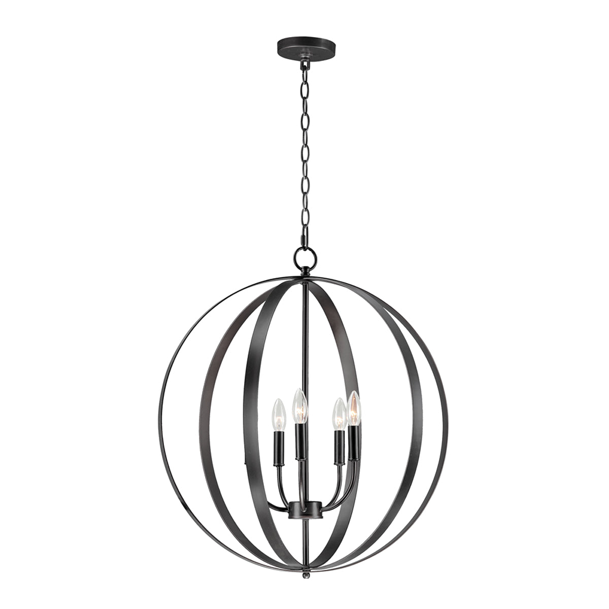 Provident Globe Chandelier in Black (5-Light).