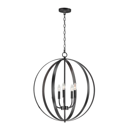 Provident Globe Chandelier in Black (5-Light).