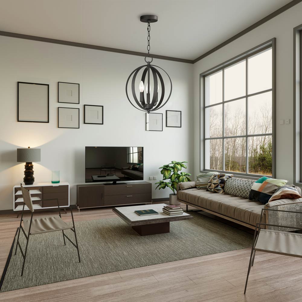 Provident Globe Chandelier in living room.