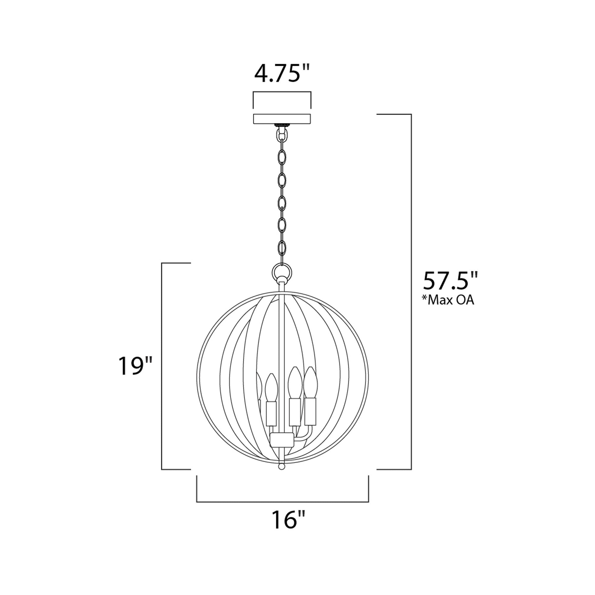 Provident Globe Chandelier - line drawing.