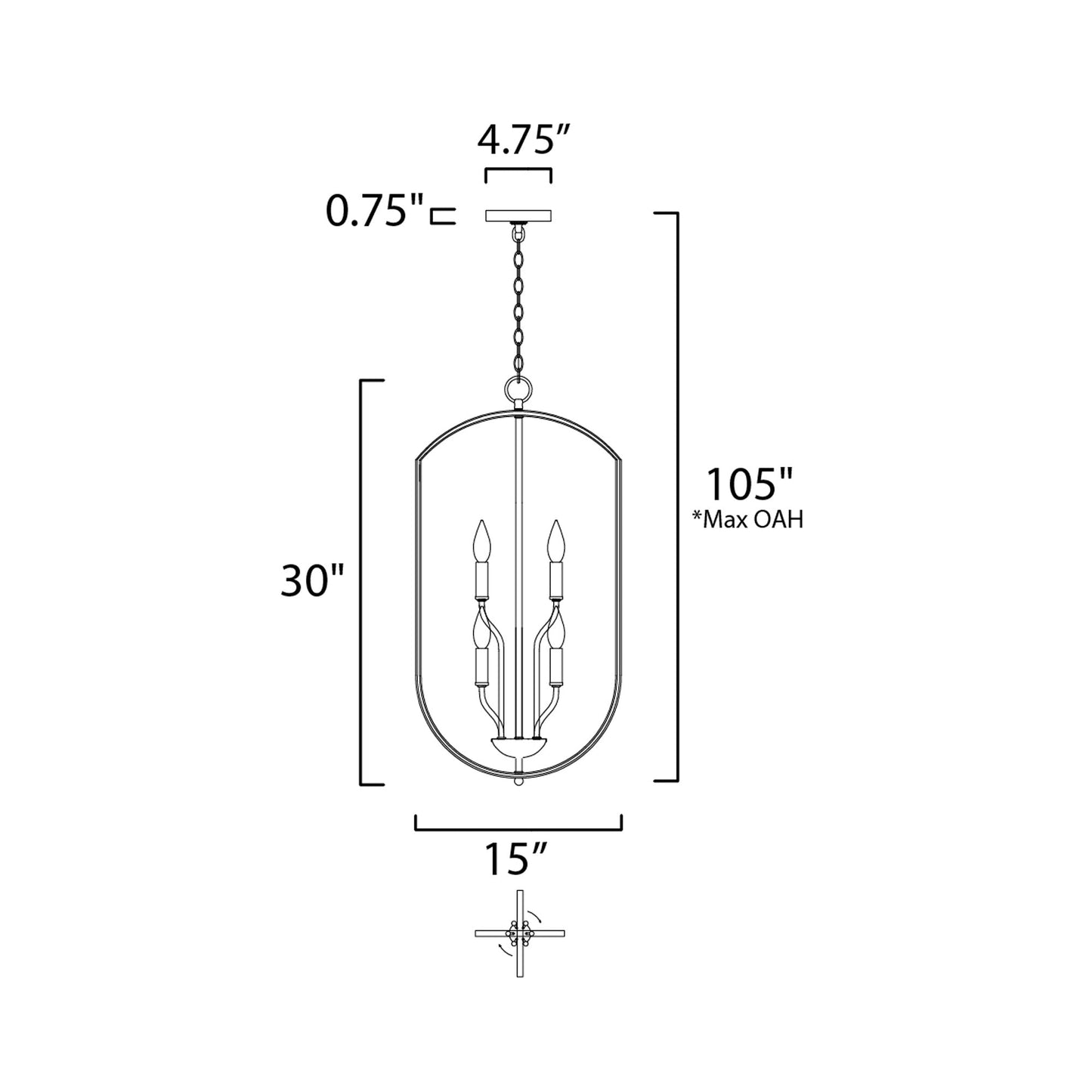 Provident Tier Chandelier - line drawing.