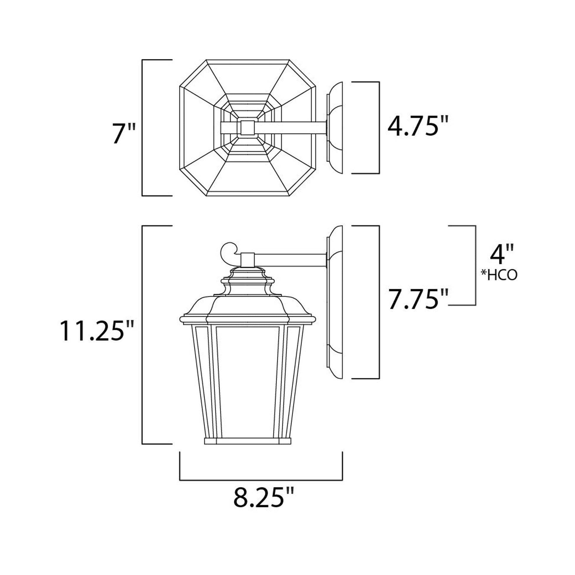 Radcliffe Outdoor Wall Light - line drawing.