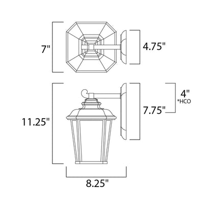 Radcliffe Outdoor Wall Light - line drawing.