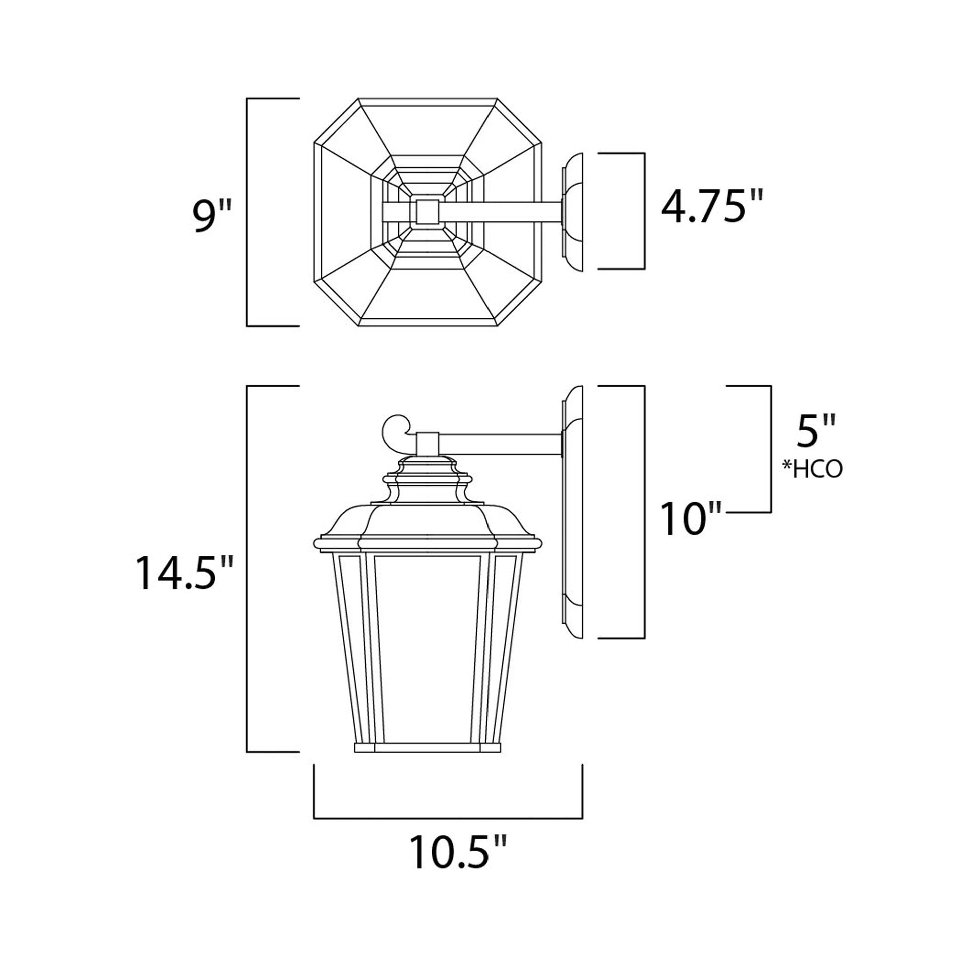 Radcliffe Outdoor Wall Light - line drawing.