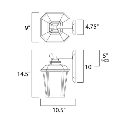 Radcliffe Outdoor Wall Light - line drawing.