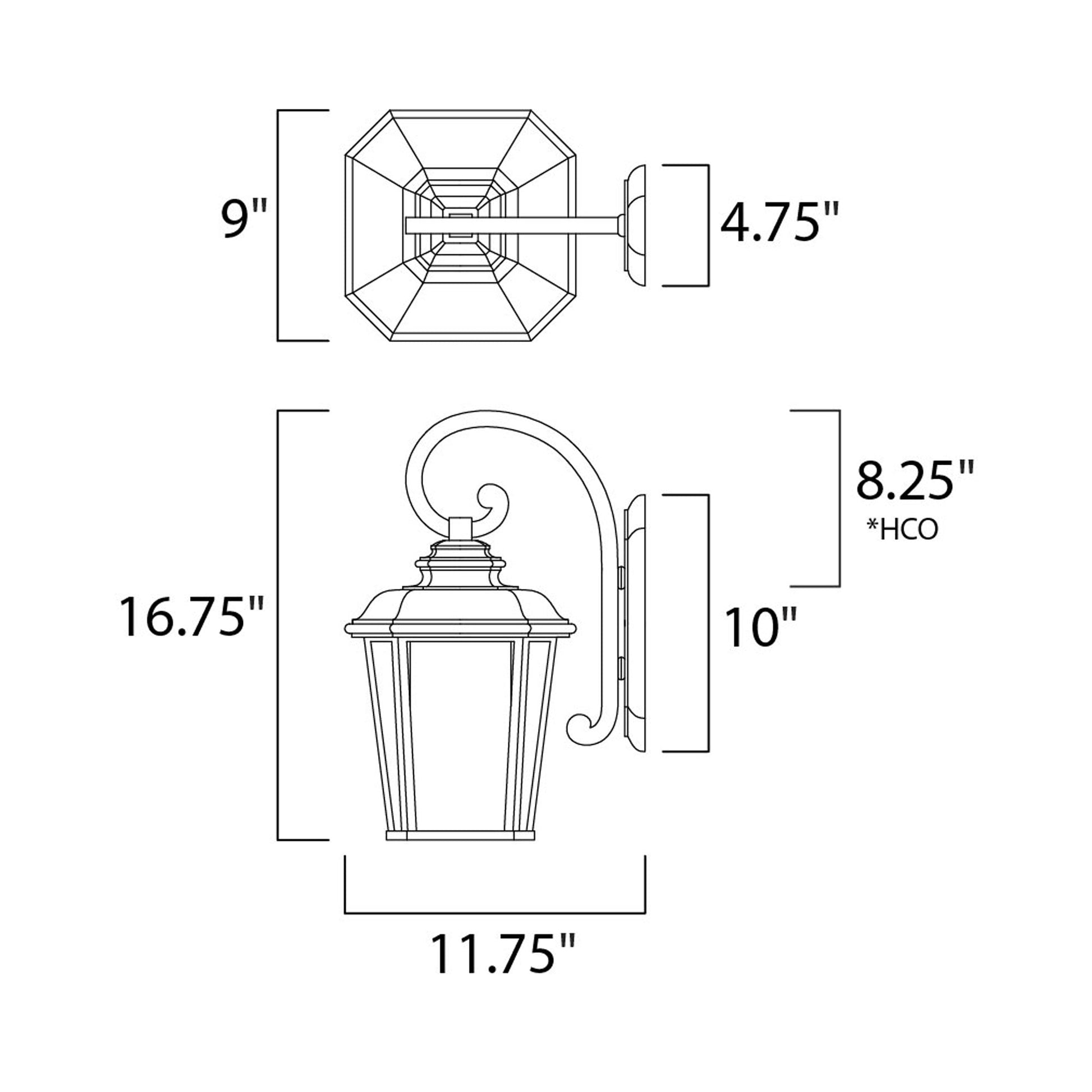 Radcliffe Outdoor Wall Light - line drawing.