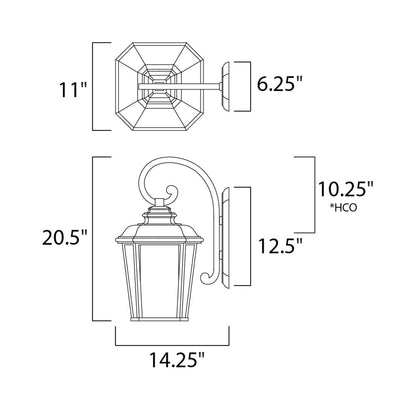 Radcliffe Outdoor Wall Light - line drawing.