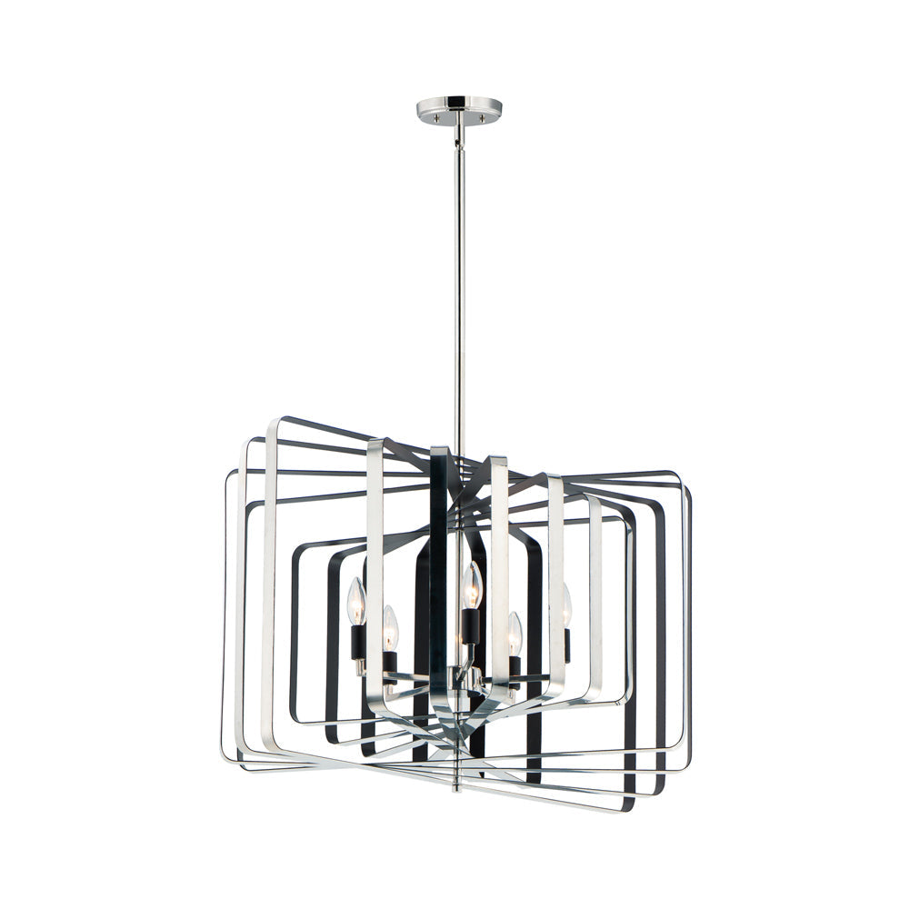 Radial Pendant Light in Polished Nickel/Black.