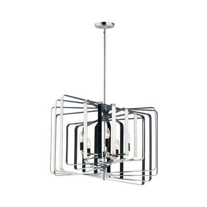 Radial Pendant Light in Polished Nickel/Black.