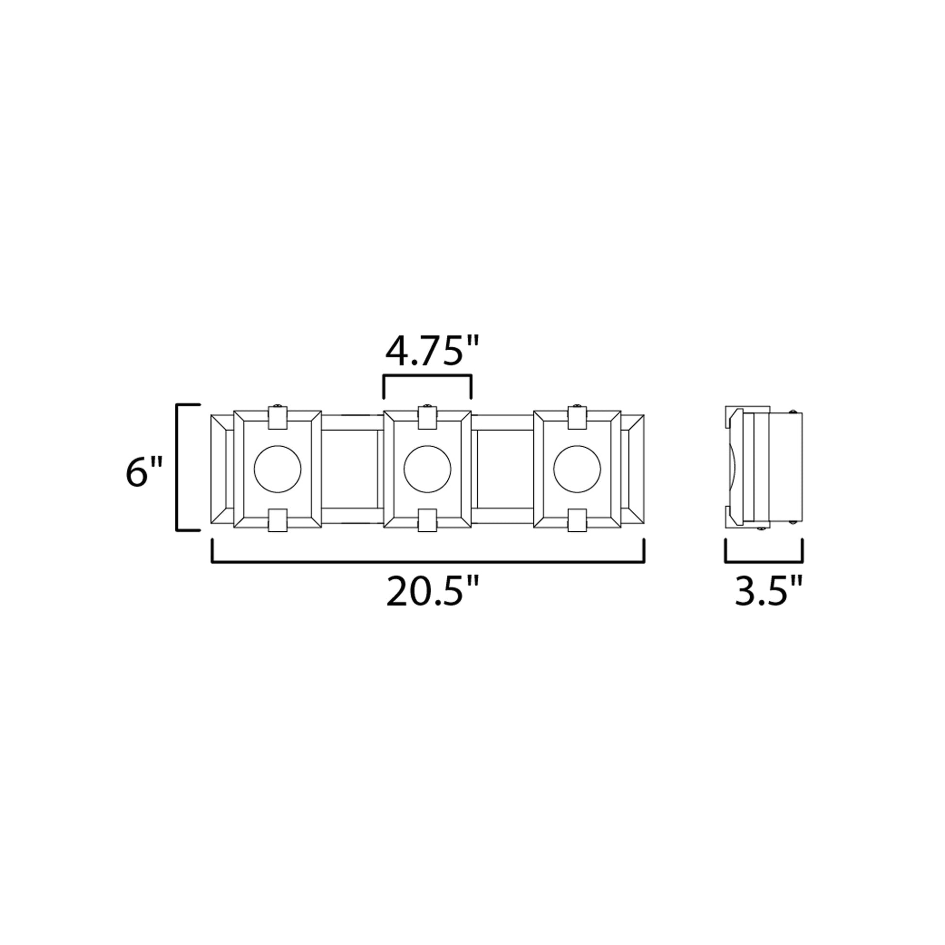 Radiant LED Bath Vanity Light - line drawing.