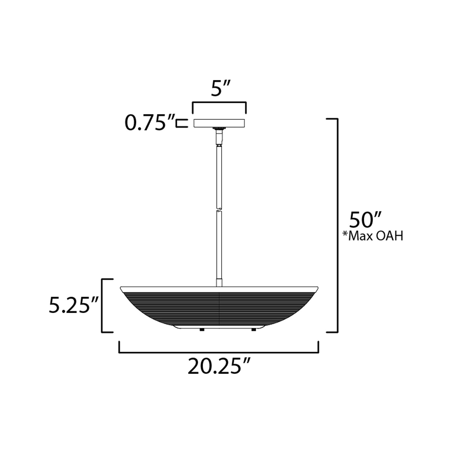 Rattan Pendant Light - line drawing.