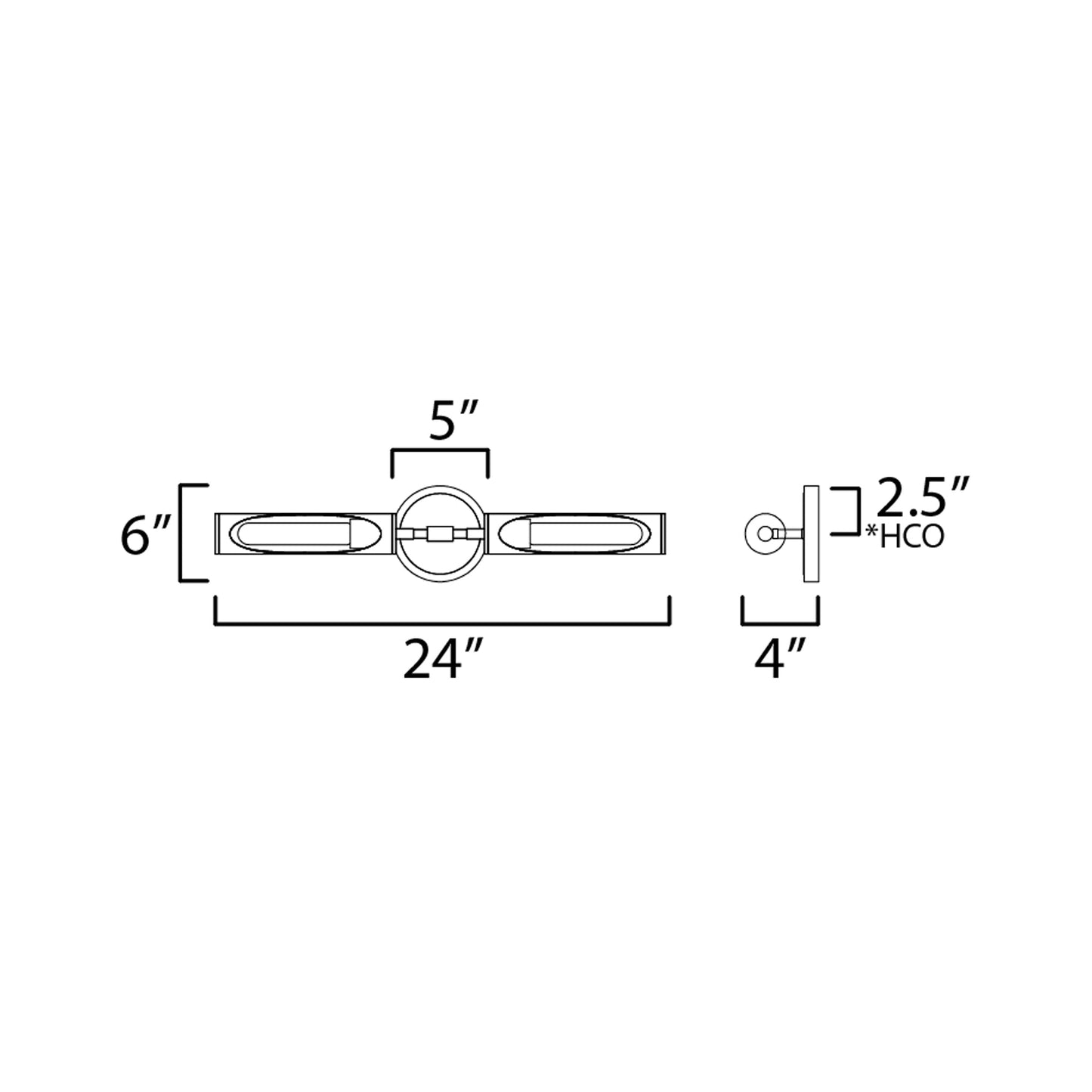 Regent Bath Vanity Light - line drawing.