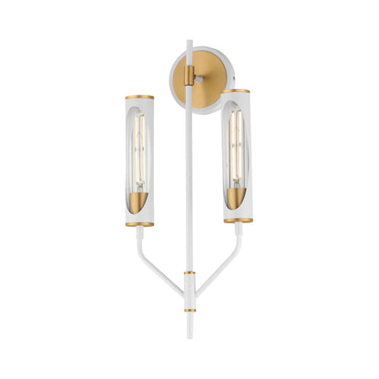 Regent Bath Wall Light in Light French Gray/Natural Aged Brass.