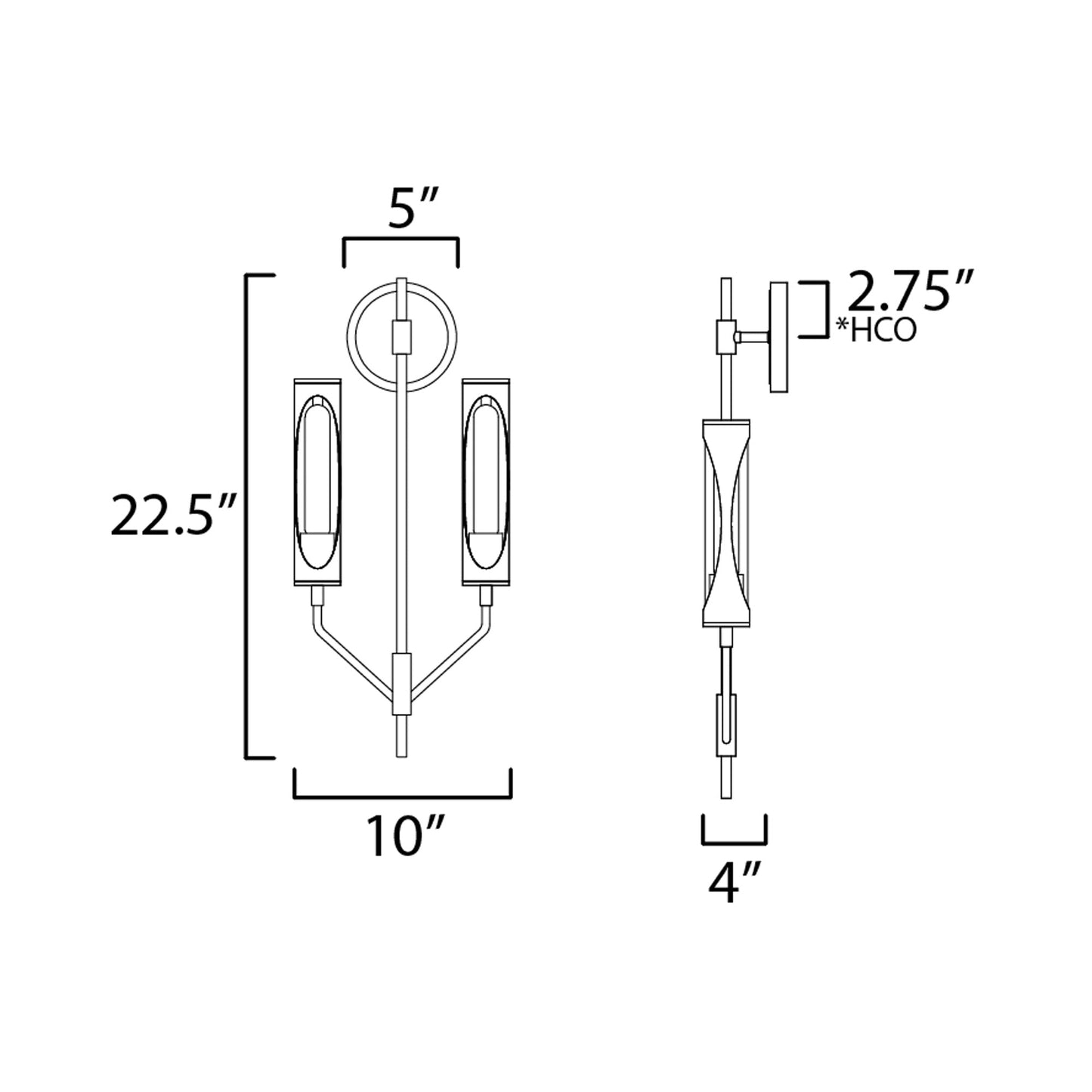 Regent Bath Wall Light - line drawing.