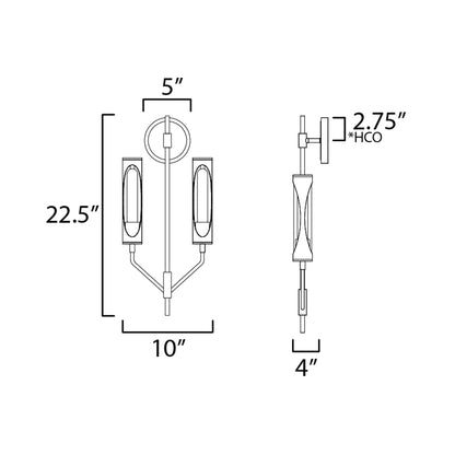 Regent Bath Wall Light - line drawing.