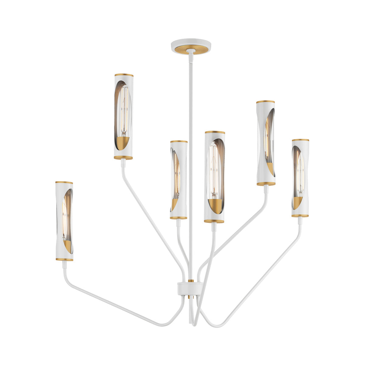 Regent Pendant Light in Light French Gray/Natural Aged Brass (6-Light).