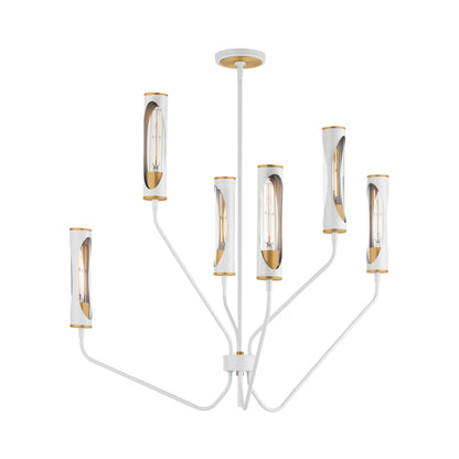 Regent Pendant Light in Light French Gray/Natural Aged Brass (6-Light).